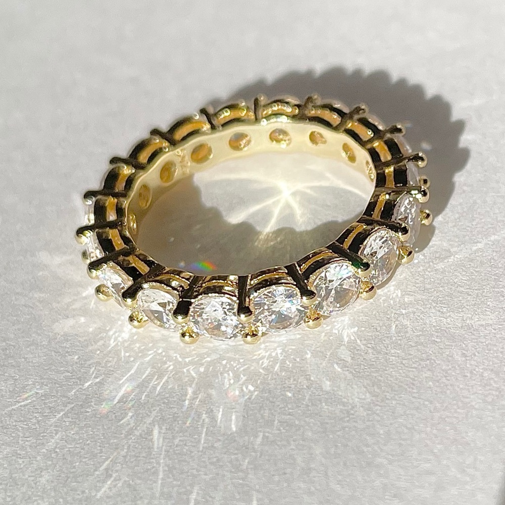 Waterproof Tarnish Proof Gold Diamond Ring - Picture 2 of 8
